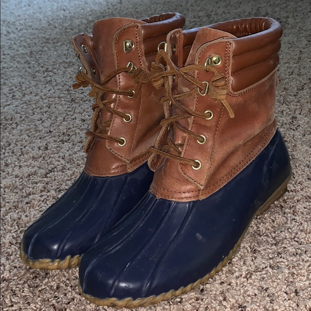 Lauren Ralph Lauren Women's Two-Tone Duck Boots - Navy and Brown